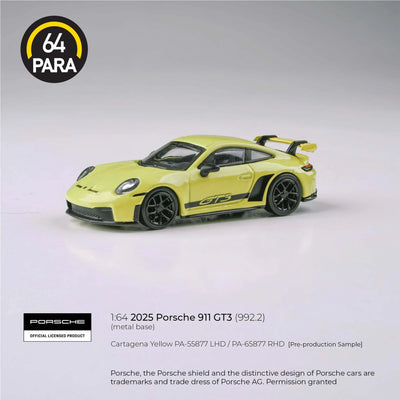 PARA64 Porsche 911 GT3 992.2 Cartagena 2025 Yellow 1:64 Scale Diecast Model (Pre-Order)