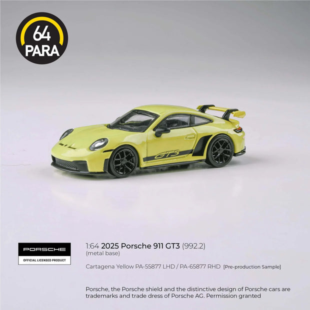 PARA64 Porsche 911 GT3 992.2 Cartagena 2025 Yellow 1:64 Scale Diecast Model (Pre-Order)