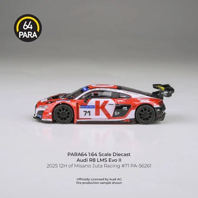 PARA64 Audi R8 LMS Evo 2025 12H of Misano Juta Racing #71 1:64 Scale Diecast Model (White & Red) – Pre-Order