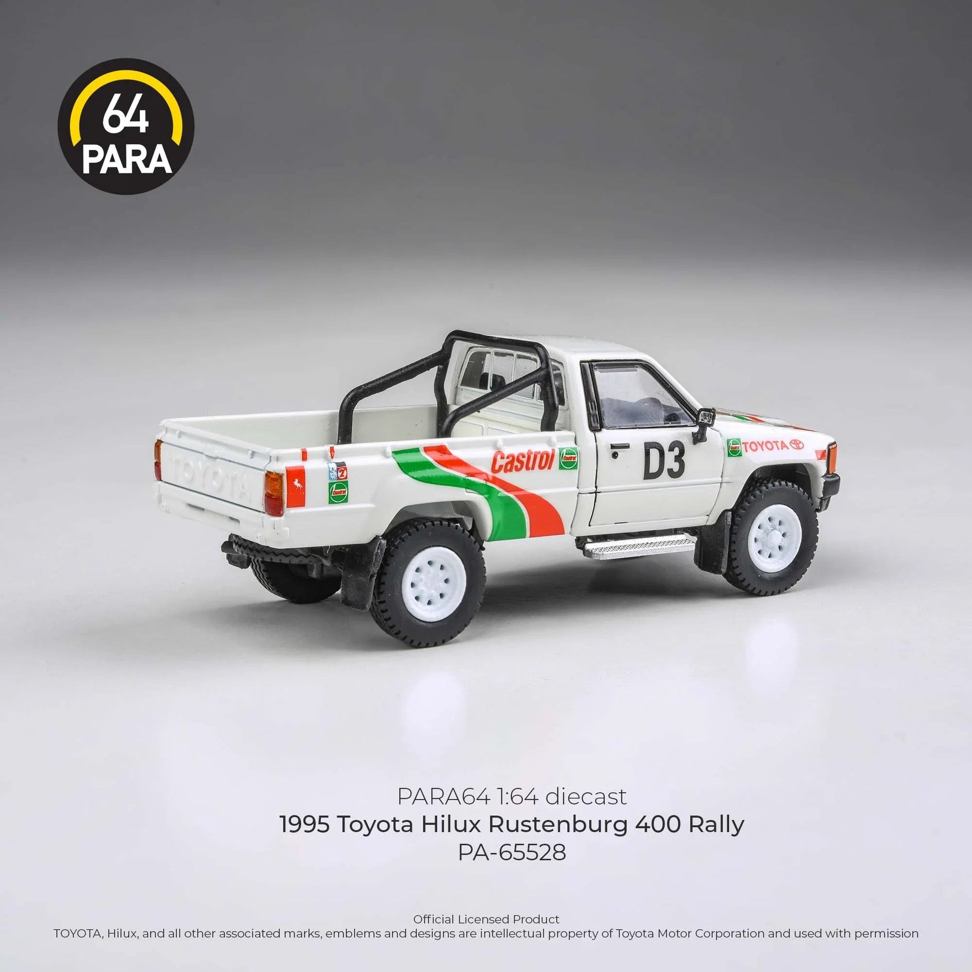 Premium scale diecast model car  – Toyota Hilux Rustenburg 400 Rally 1995, 1:64 Scale (White) Collectible