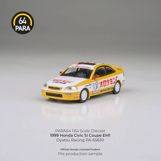 PARA64 Honda Civic EM1 Oyatsu Racing 1999 Yellow 1:64 Scale Diecast Model (Pre-Order)