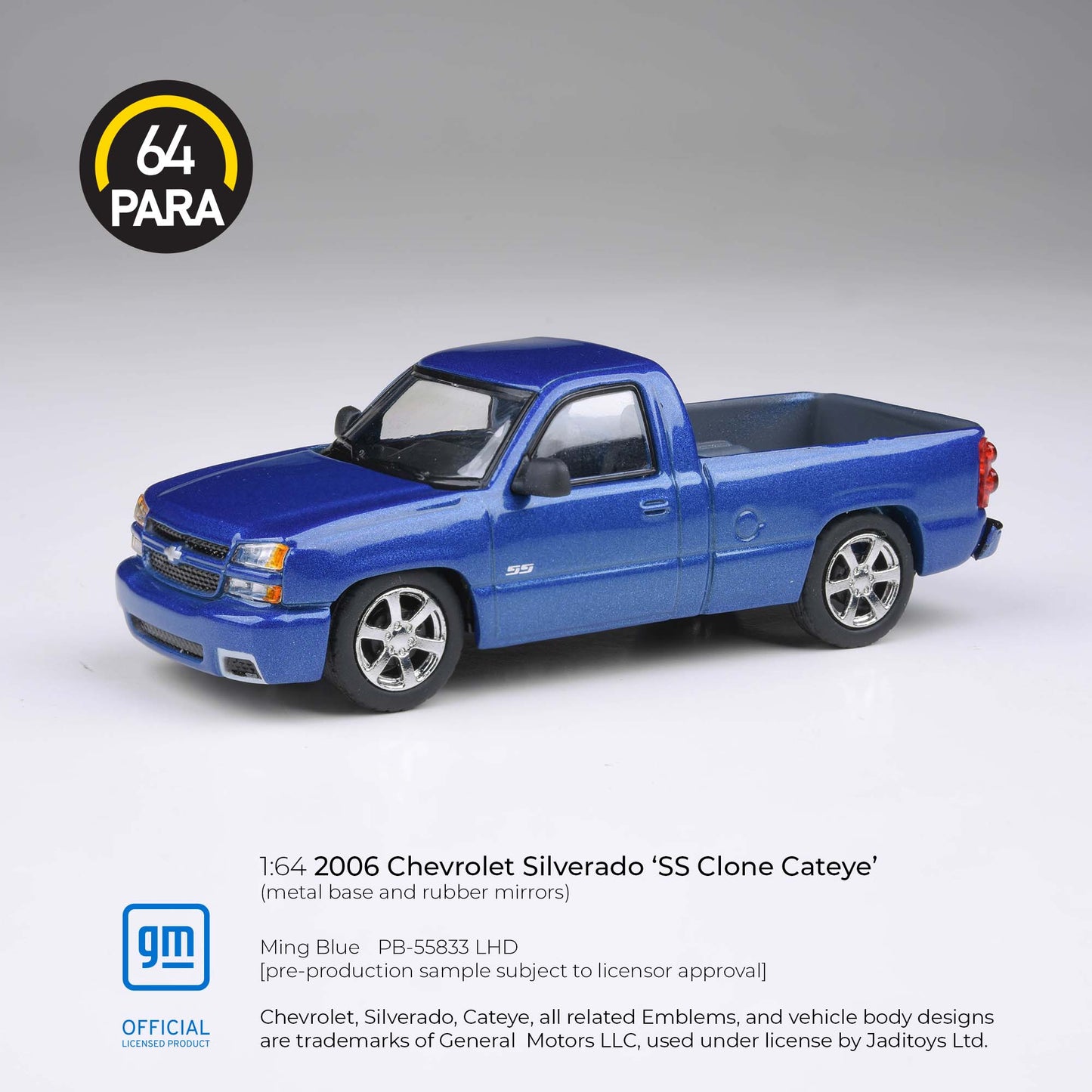 PARA 64 Chevrolet Silverado SS Clone Cateye 2006 Ming Blue 1:64 Scale Diecast Model