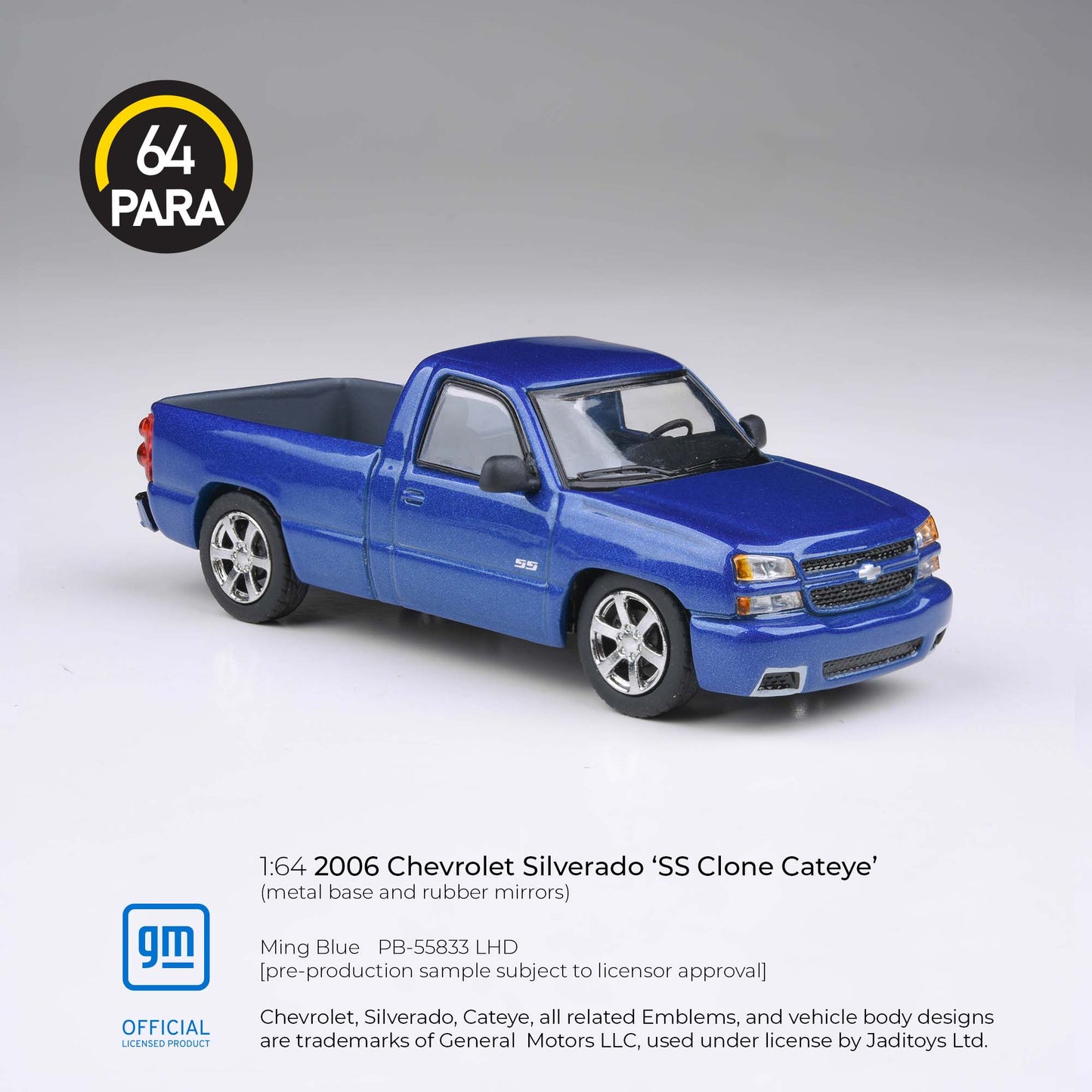 PARA 64 Chevrolet Silverado SS Clone Cateye 2006 Ming Blue 1:64 Scale Diecast Model
