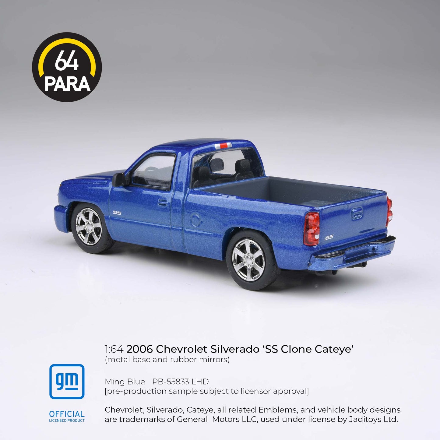 PARA 64 Chevrolet Silverado SS Clone Cateye 2006 Ming Blue 1:64 Scale Diecast Model
