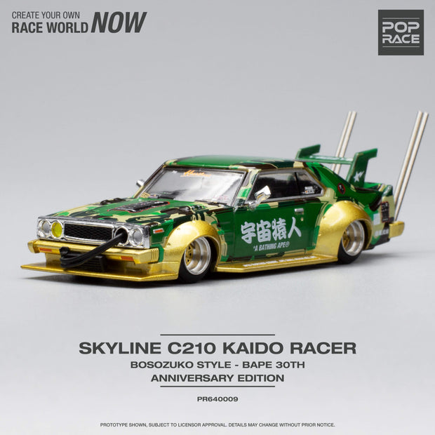 Skyline C210 Kaido Racer Bosozoku Style Bape 30th Anniversary 1:64 Scale Diecast Collectible