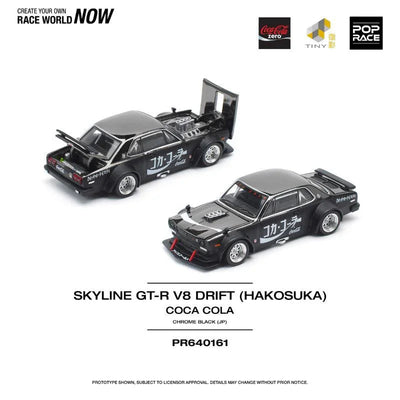Skyline GT-R Drift (Hakosuka) Coca-Cola Zero JP, 1:64 Scale (Chrome Black)