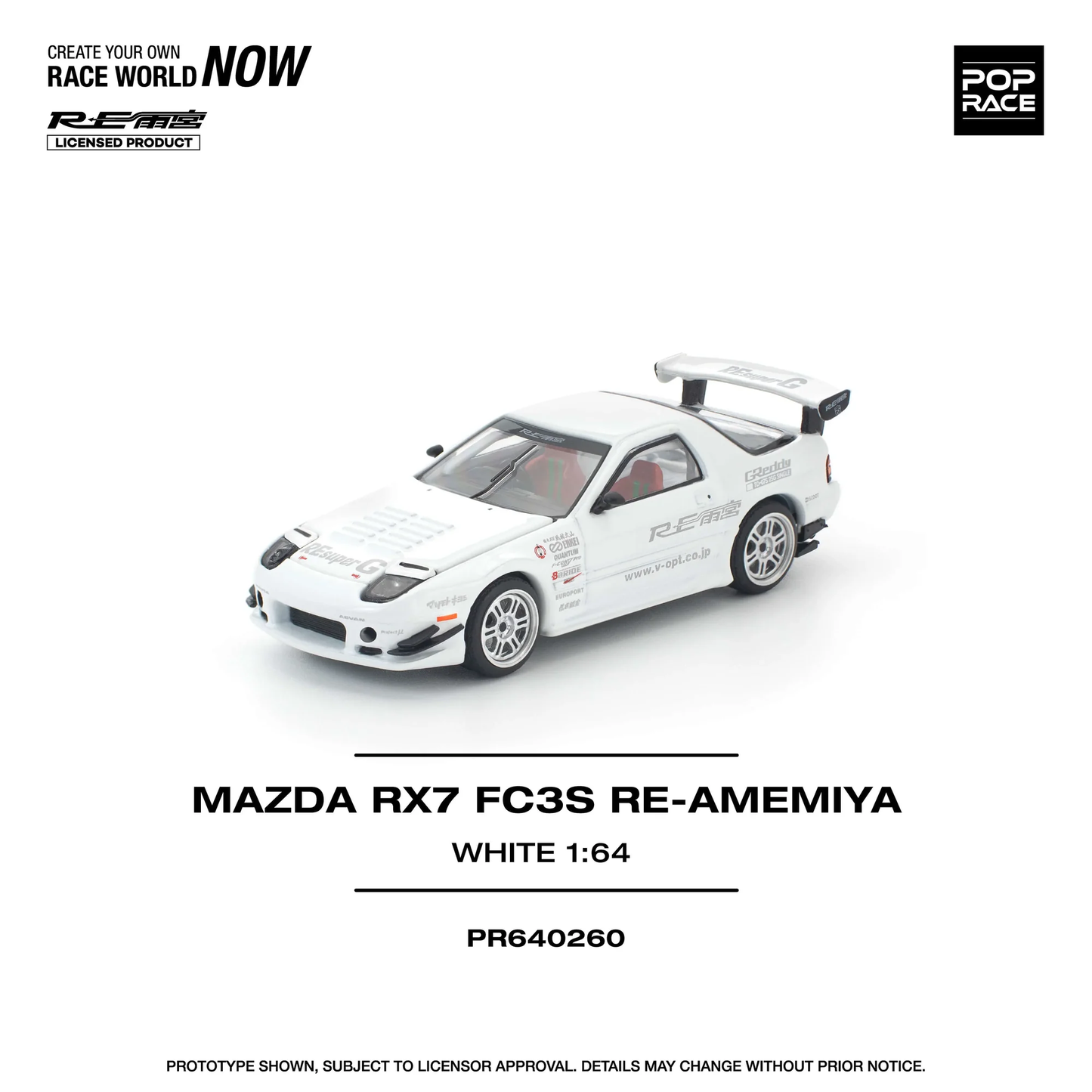 Mazda RX7 FC3S Re-Amemiya White 1:64 Scale PR640260