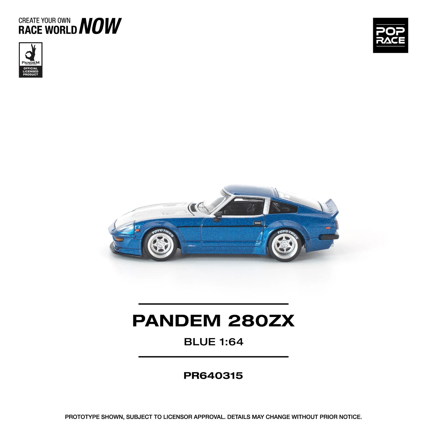 POPRACE Pandem Nissan 280ZX Blue 1:64 Scale Diecast Model (Pre-Order)