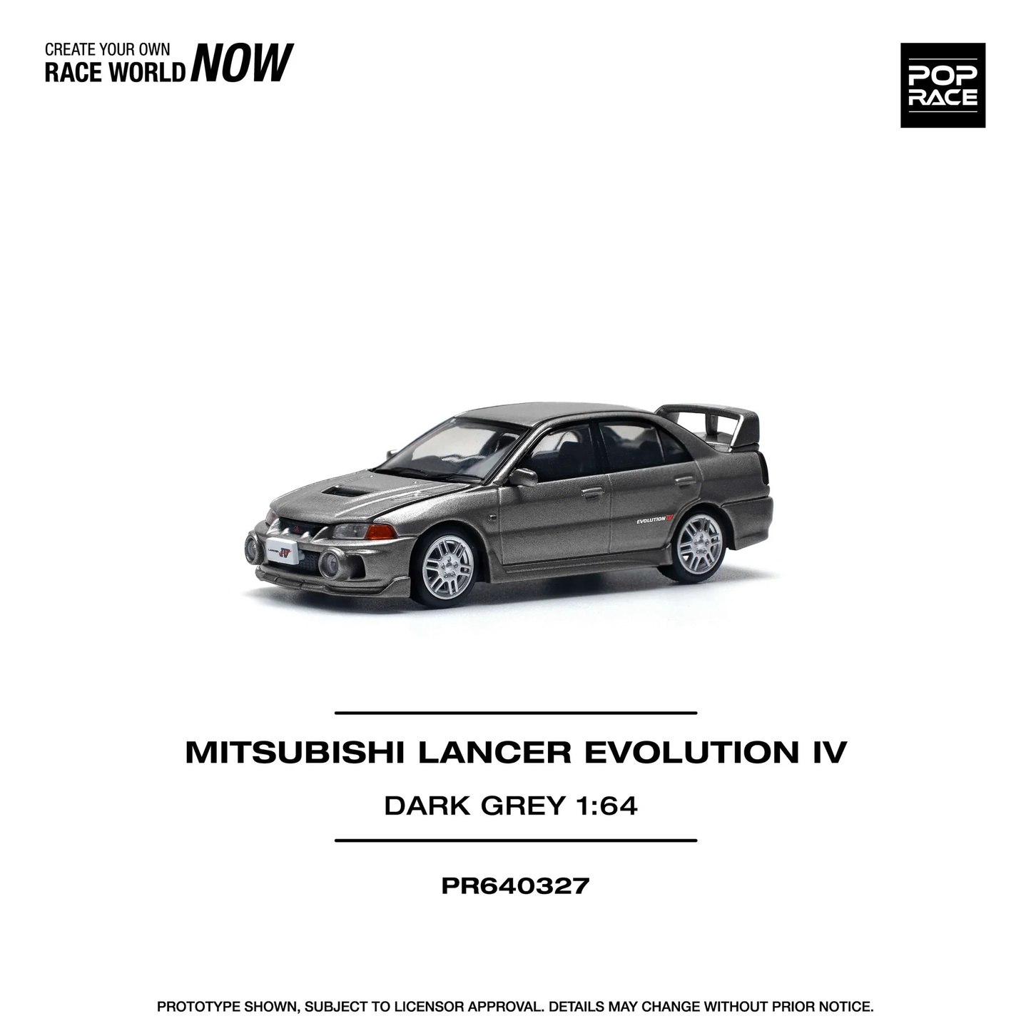 Mitsubishi Lancer Evolution IV Dark Grey 1:64 Scale PR640327