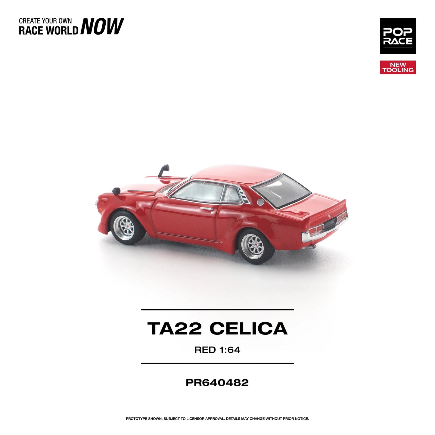 POPRACE Toyota Celica TA22 New Tooling Red 1:64 Scale Diecast Model (Pre-Order)