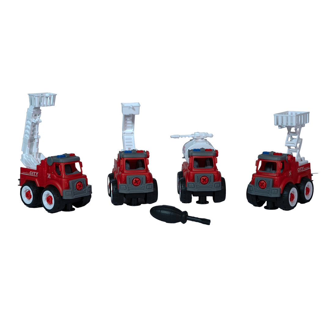 FC26 DIY Puzzle Fire Truck Toy Set – Pack of 4