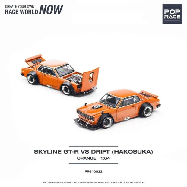 POPRACE Skyline GT-R V8 Drift (KENMERI), 1:64 Scale