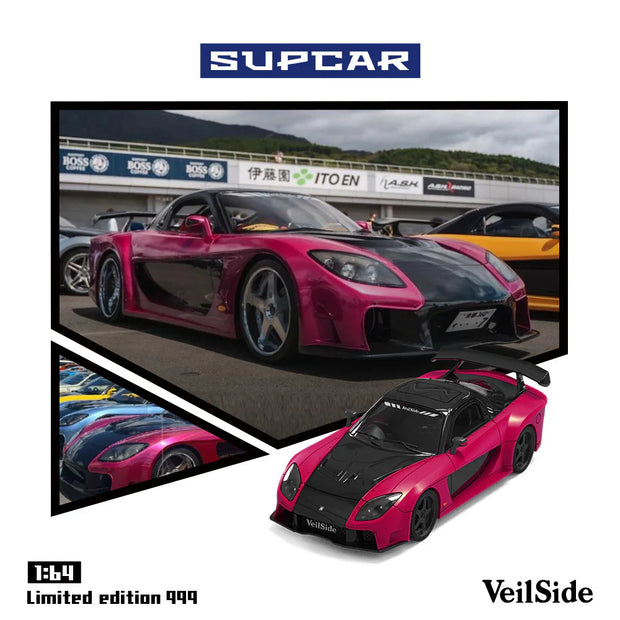 Time Micro SC RX-7 Veilside Rose Red 1:64 Scale Diecast Model