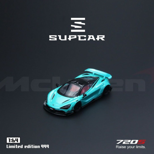 SupCar  McLaren 720S alloy car model, 1:64 scale (Cyan Blue)