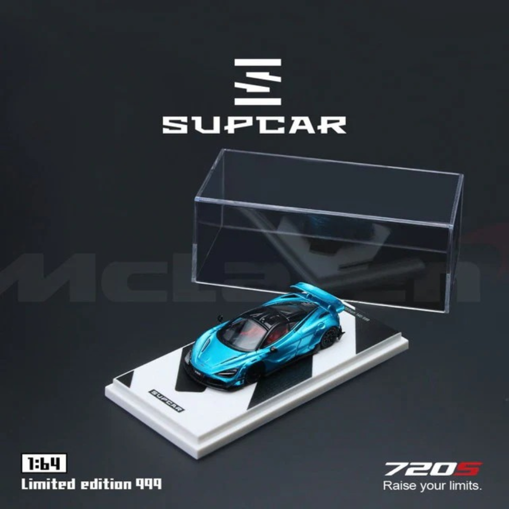 Premium scale diecast model car  – SupCar McLaren 720S alloy car model, 1:64 Scale (Bright Blue) Collectible