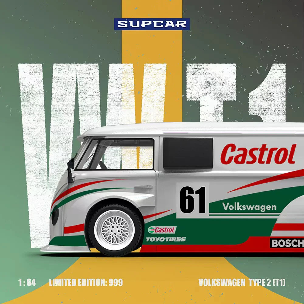 PRE-ORDER Time Micro Volkswagen T1 Castrol No. 61 Limited Edition (999 Pieces), 1:64 Scale