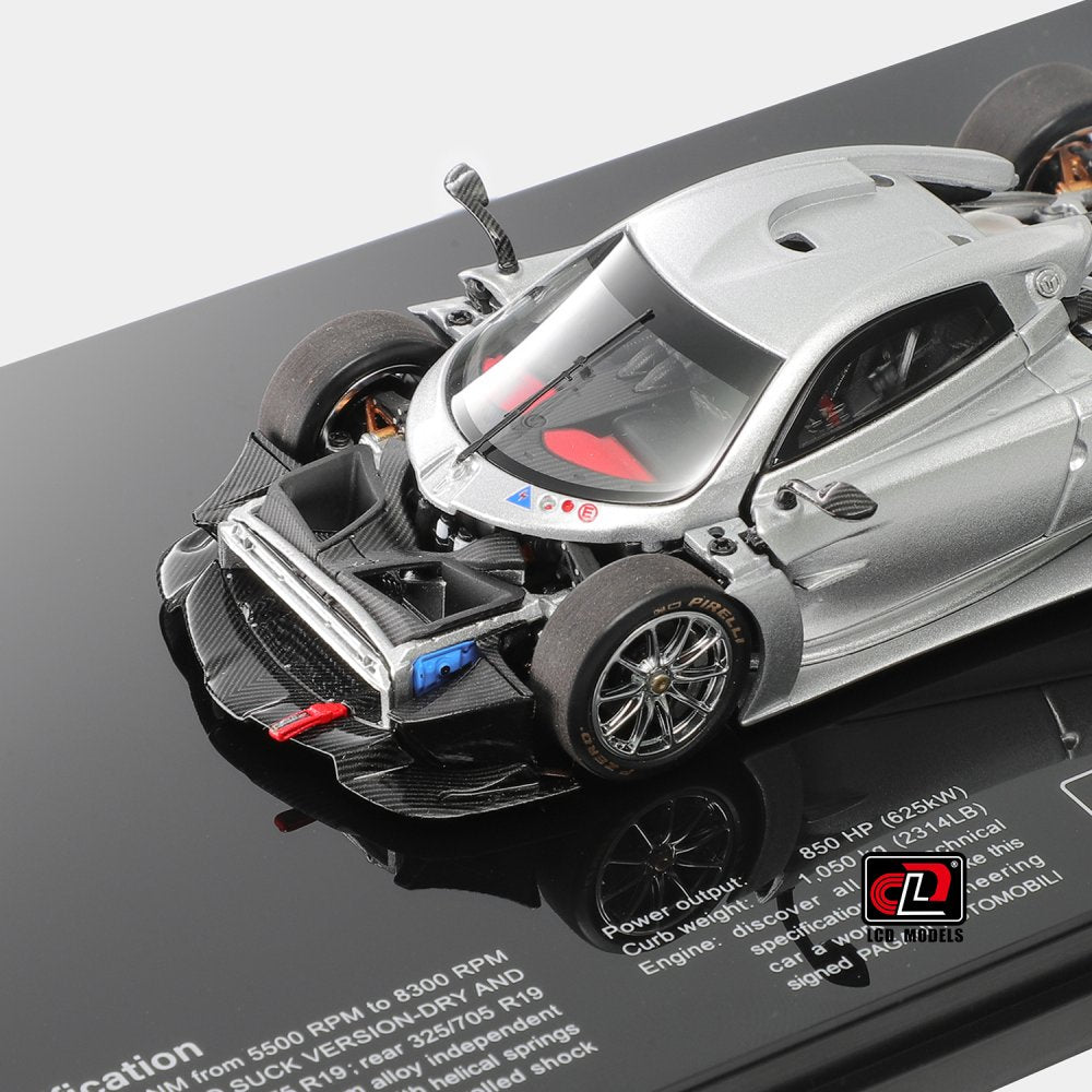 Pagani Huayra R Silver LCD Models | 1:43 Scale Diecast | Track Hypercar Collectible