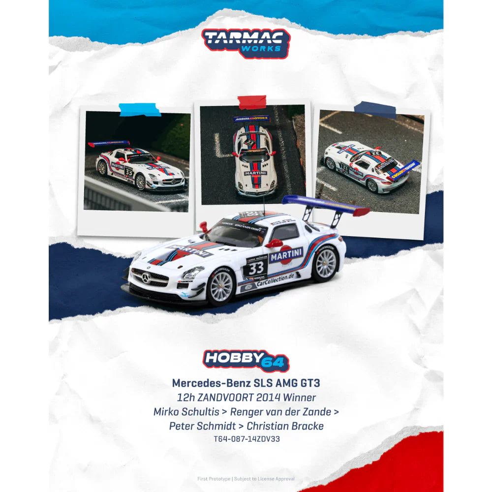 PRE-ORDER | Mercedes-Benz SLS AMG GT3 12h Zandvoort 2014 Winner 1:64 Scale by Tarmac Works