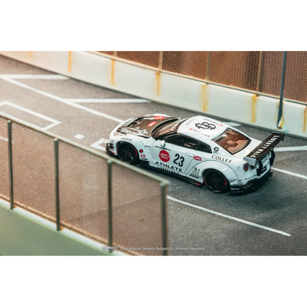 PRE-ORDER | Nissan GT-R R35 Type 2 with Metal Oil Can Packaging 1:64 Scale (White) by Tarmac Works