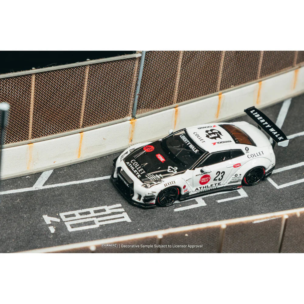 PRE-ORDER | Nissan GT-R R35 Type 2 with Metal Oil Can Packaging 1:64 Scale (White) by Tarmac Works