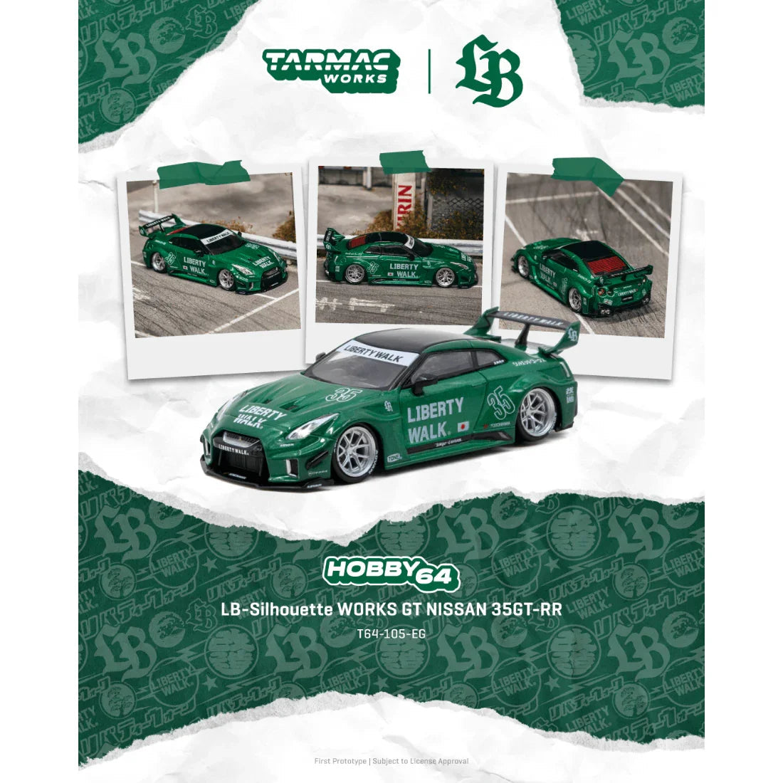 *PRE-ORDER*  LB-Silhouette WORKS GT NISSAN 35GT-RR, 1:64 Scale (Emerald Green)