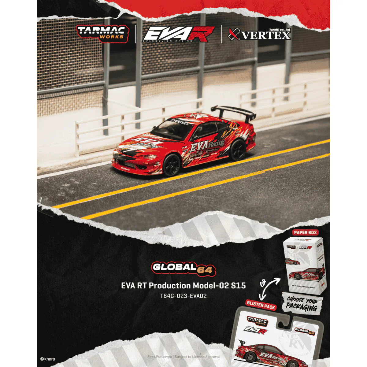 PRE-ORDER Tarmac Works Nissan EVA RT Production Model-02 S15, 1:64 Scale