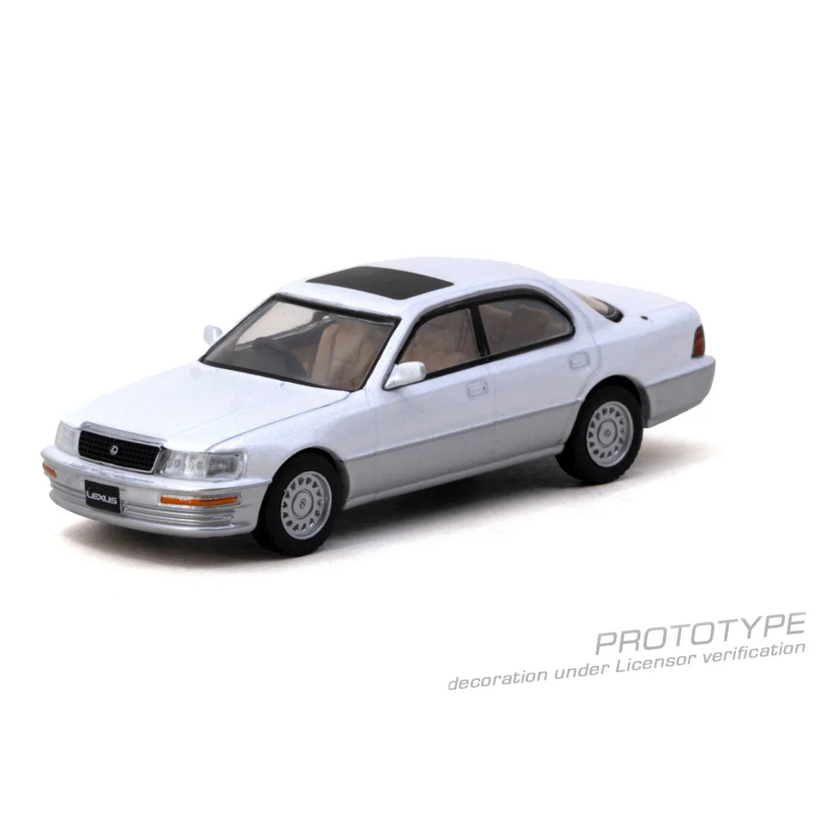 PRE-ORDER Tarmac Works Lexus LS400 (UCF10) Chance of Chase Car, 1:64 Scale (Pearl White)