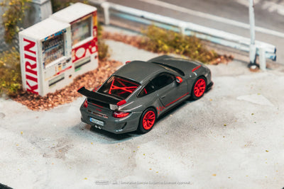 PRE-ORDER Tarmac Works x iXO Models Porsche 911 GT3 RS (997.2) Chance of Chase Car (Blister Pack), 1:64 Scale (Grey)
