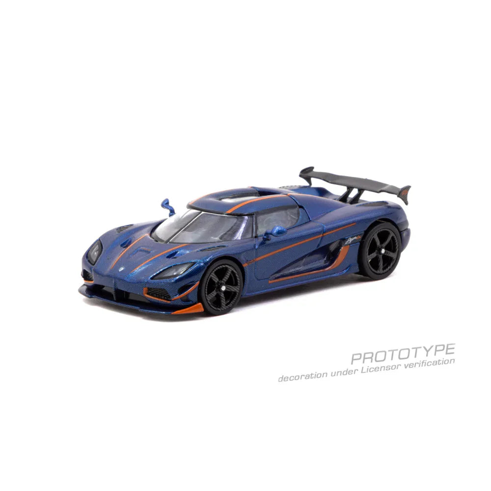 PRE-ORDER Tarmac Works Koenigsegg Agera RS Dark Blue Carbon Fiber / Orange Accents, 1:64 Scale