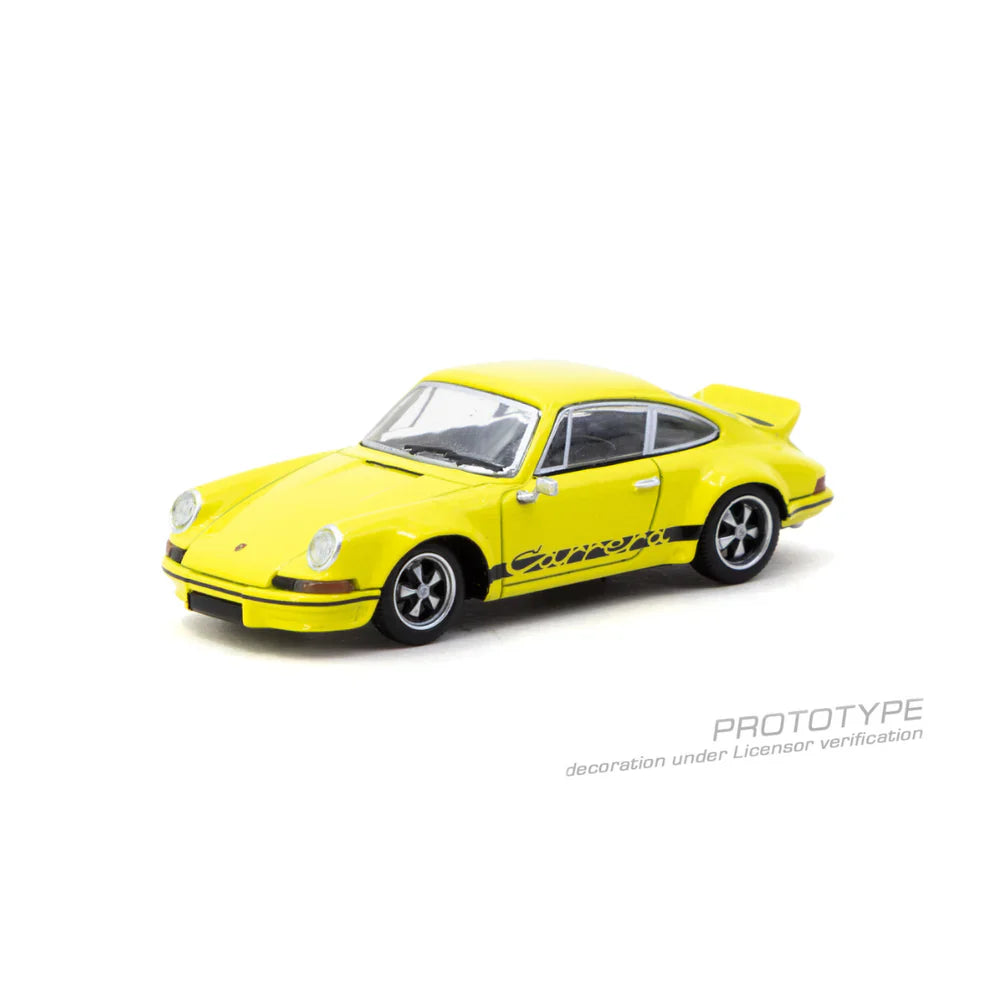 PRE-ORDER Tarmac Works Porsche 911 Carrera RS 2.7 Lightweight Chance of Chase Car, 1:64 Scale (Yellow)