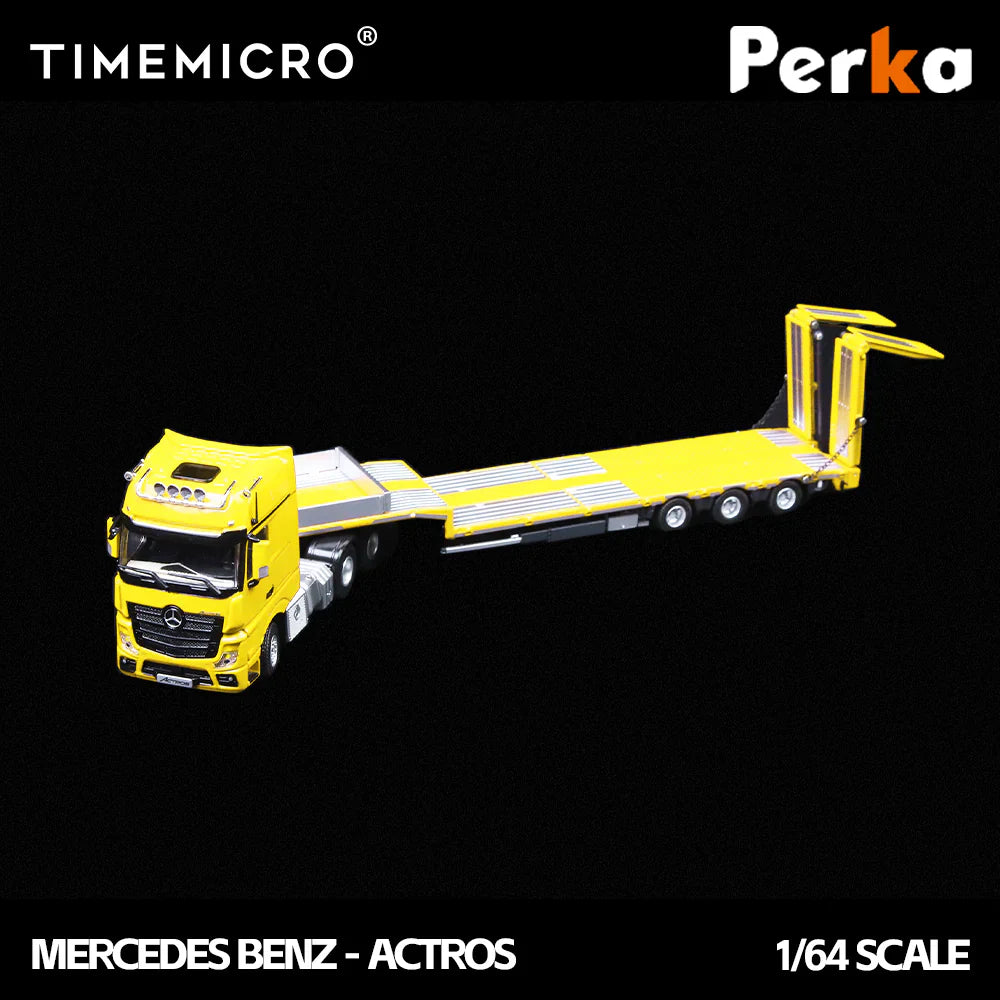 PRE-ORDER | Mercedes-Benz Trailer Transporter 1:64 Scale (Yellow) by Time Micro