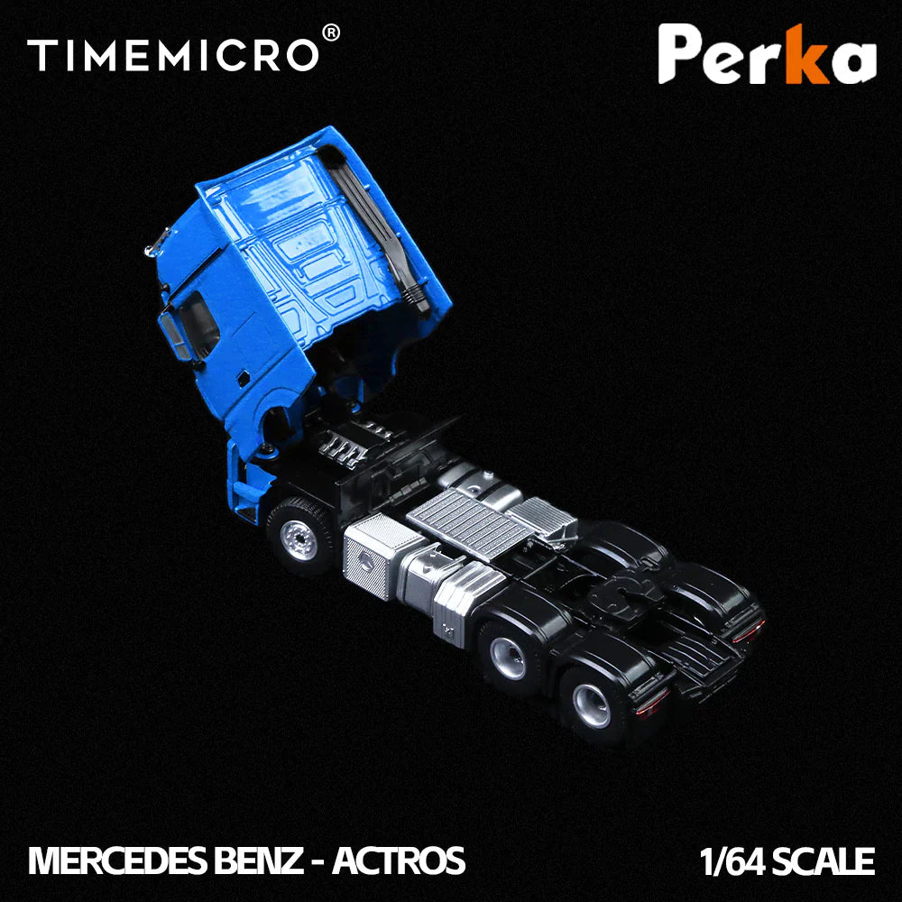 PRE-ORDER | Mercedes Trailer Transporter 1:64 Scale (Blue) by Time Micro