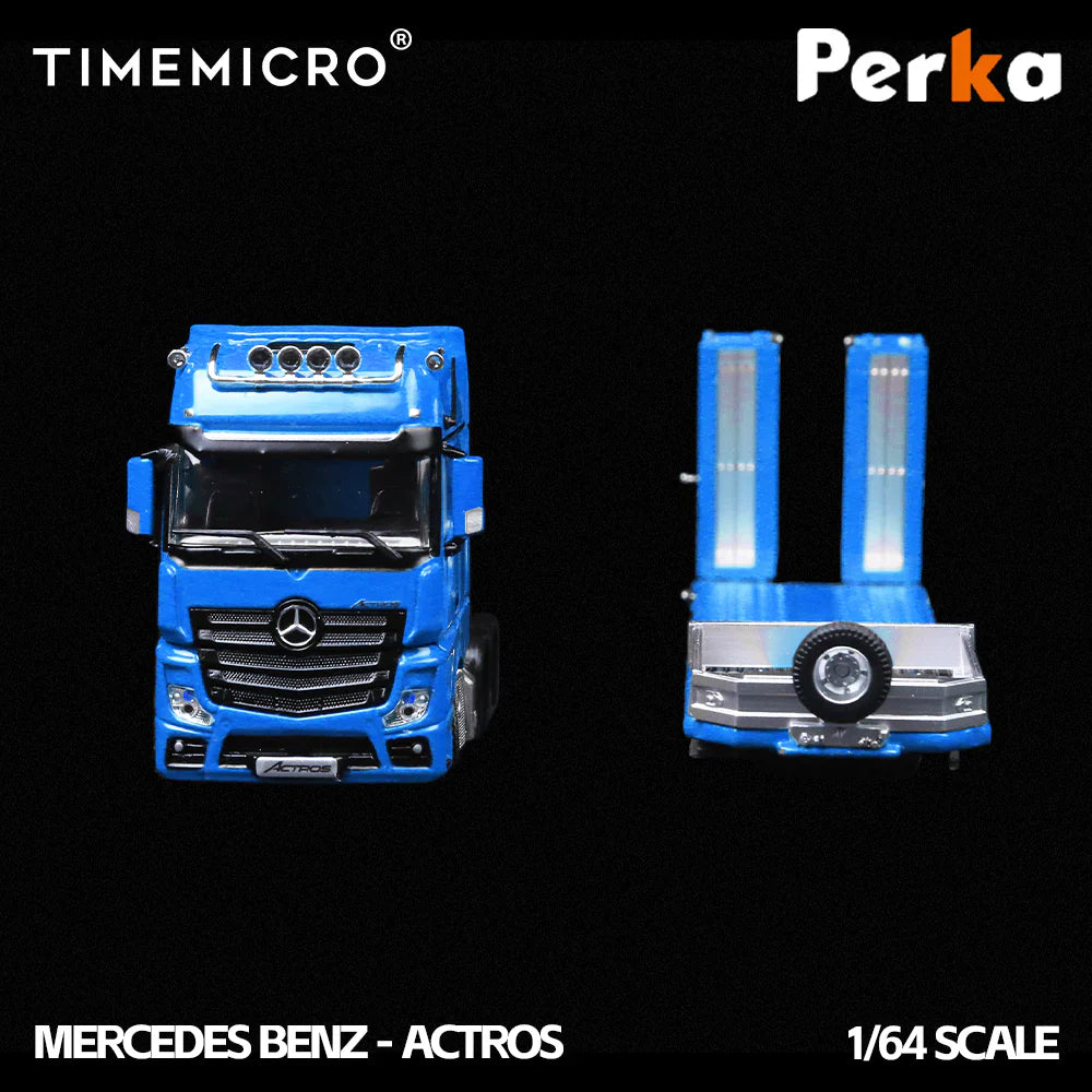 PRE-ORDER | Mercedes Trailer Transporter 1:64 Scale (Blue) by Time Micro