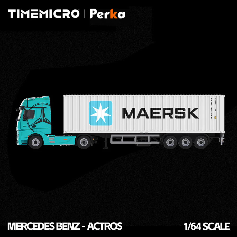 PRE-ORDER | Mercedes-Benz Actros Container Truck 1:64 Scale (Blue & White) by Time Micro