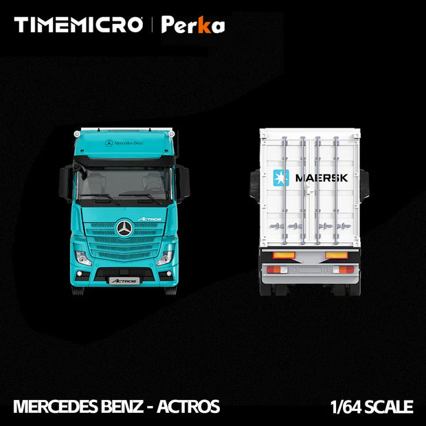 Mercedes-Benz Actros Container Truck 1:64 Scale (Blue & White) by Time Micro