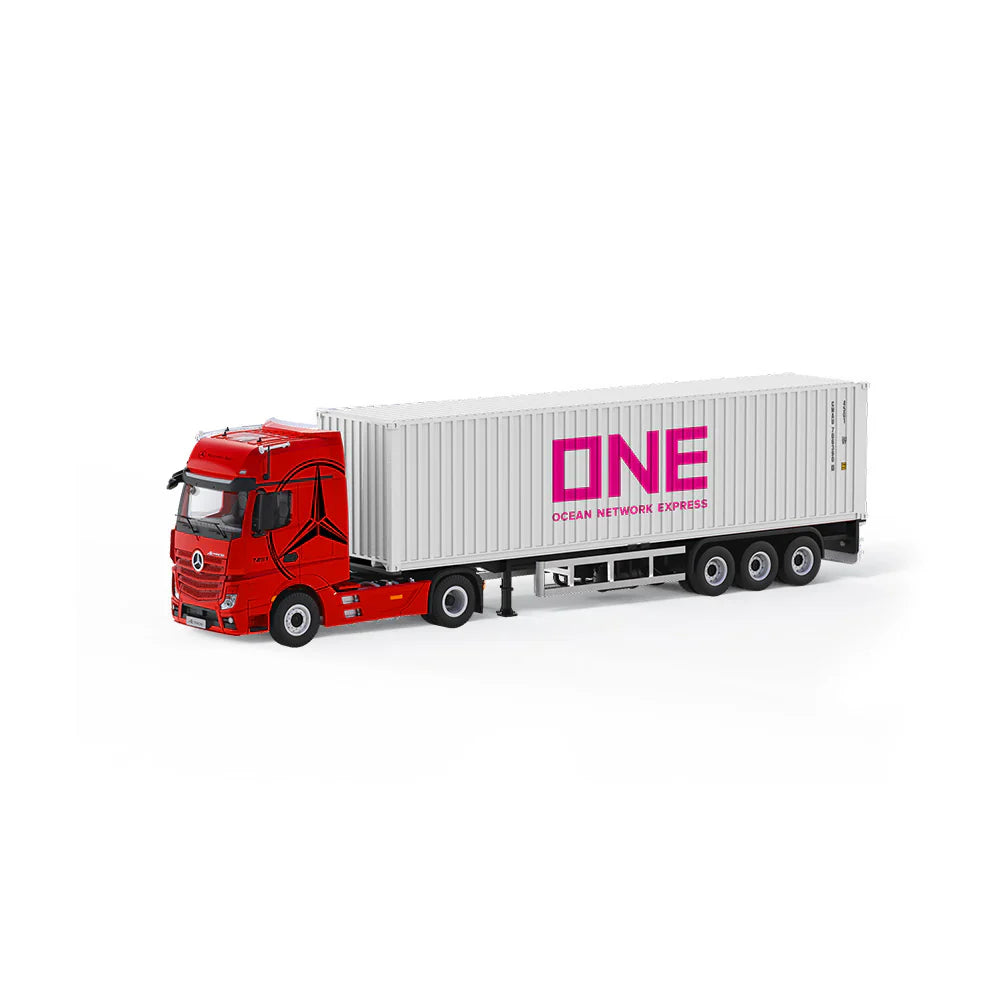 PRE-ORDER | Mercedes-Benz Actros Container Truck 1:64 Scale (Red Flame White) by Time Micro