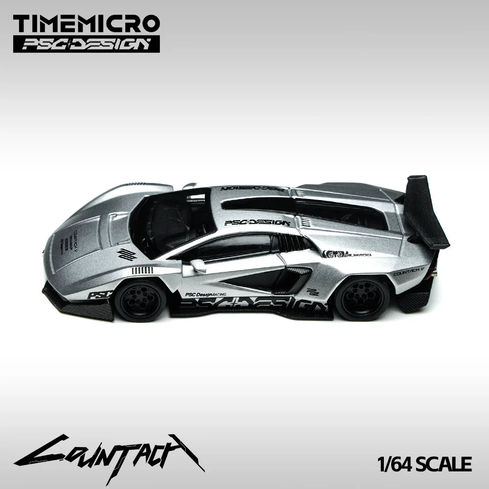 PRE-ORDER | Lamborghini Countach V Matte Silver Grey Exhibition Edition (Limited to 999) 1:64 Scale by Time Micro