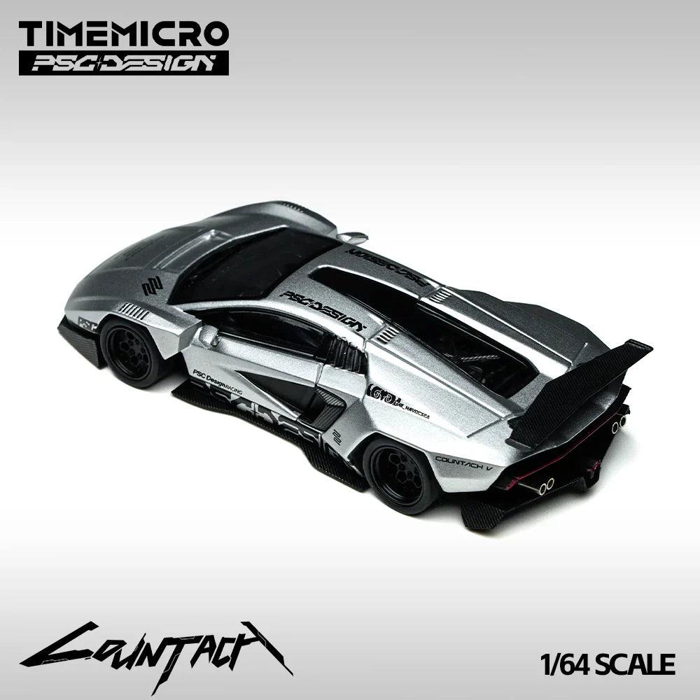PRE-ORDER | Lamborghini Countach V Matte Silver Grey Exhibition Edition (Limited to 999) 1:64 Scale by Time Micro
