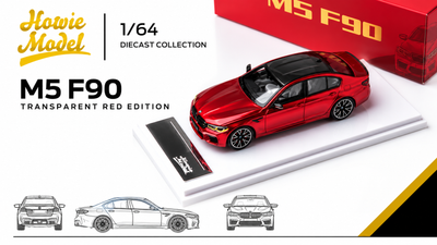BMW M5 F90 Transparent Red (Limited to 699units), 1:64 Scale by HOWIE MODEL – view 1