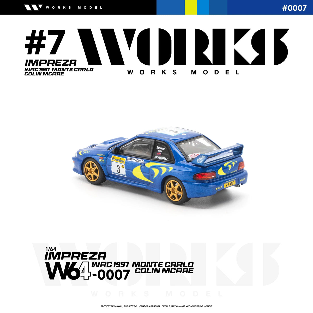 *PRE-ORDER* Subaru Impreza WRC 1997 Monte Carlo Colin Mcrae,  1:64 Scale - Works Model