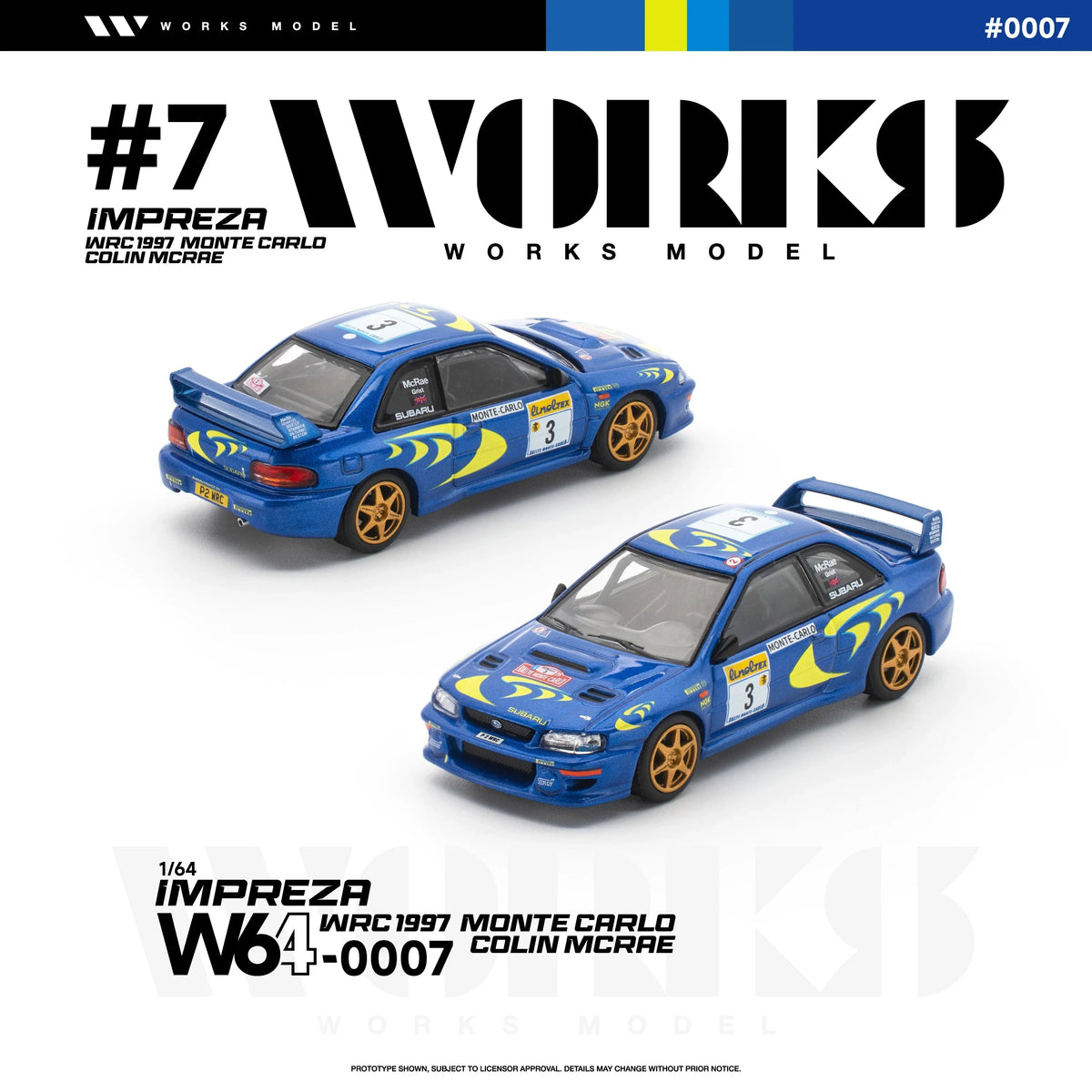 *PRE-ORDER* Subaru Impreza WRC 1997 Monte Carlo Colin Mcrae,  1:64 Scale - Works Model