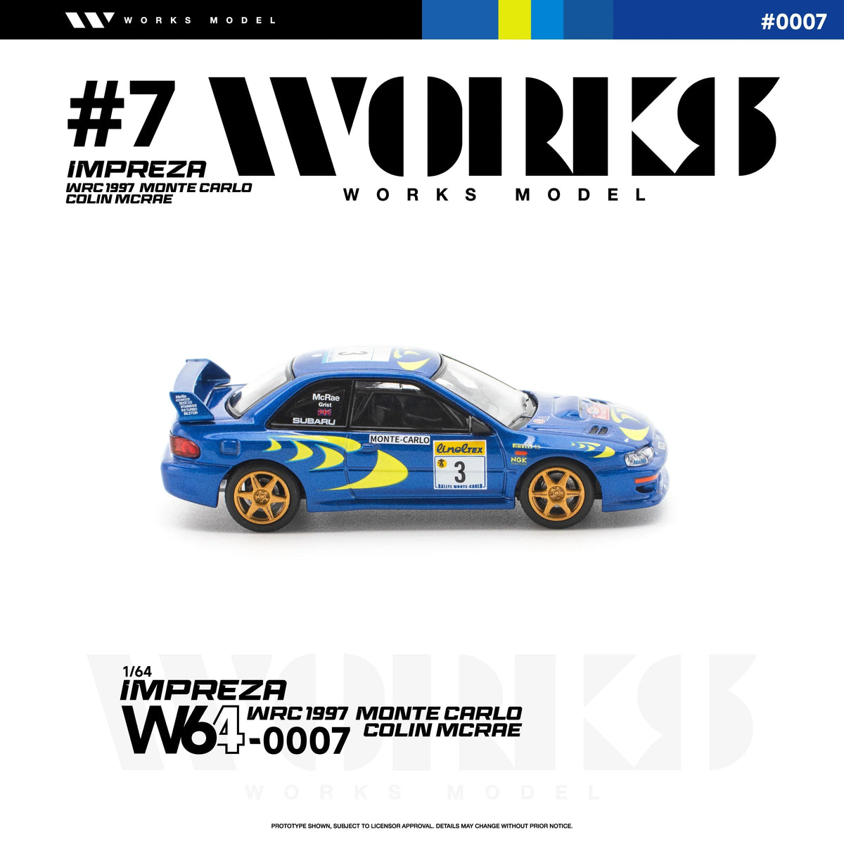 *PRE-ORDER* Subaru Impreza WRC 1997 Monte Carlo Colin Mcrae,  1:64 Scale - Works Model