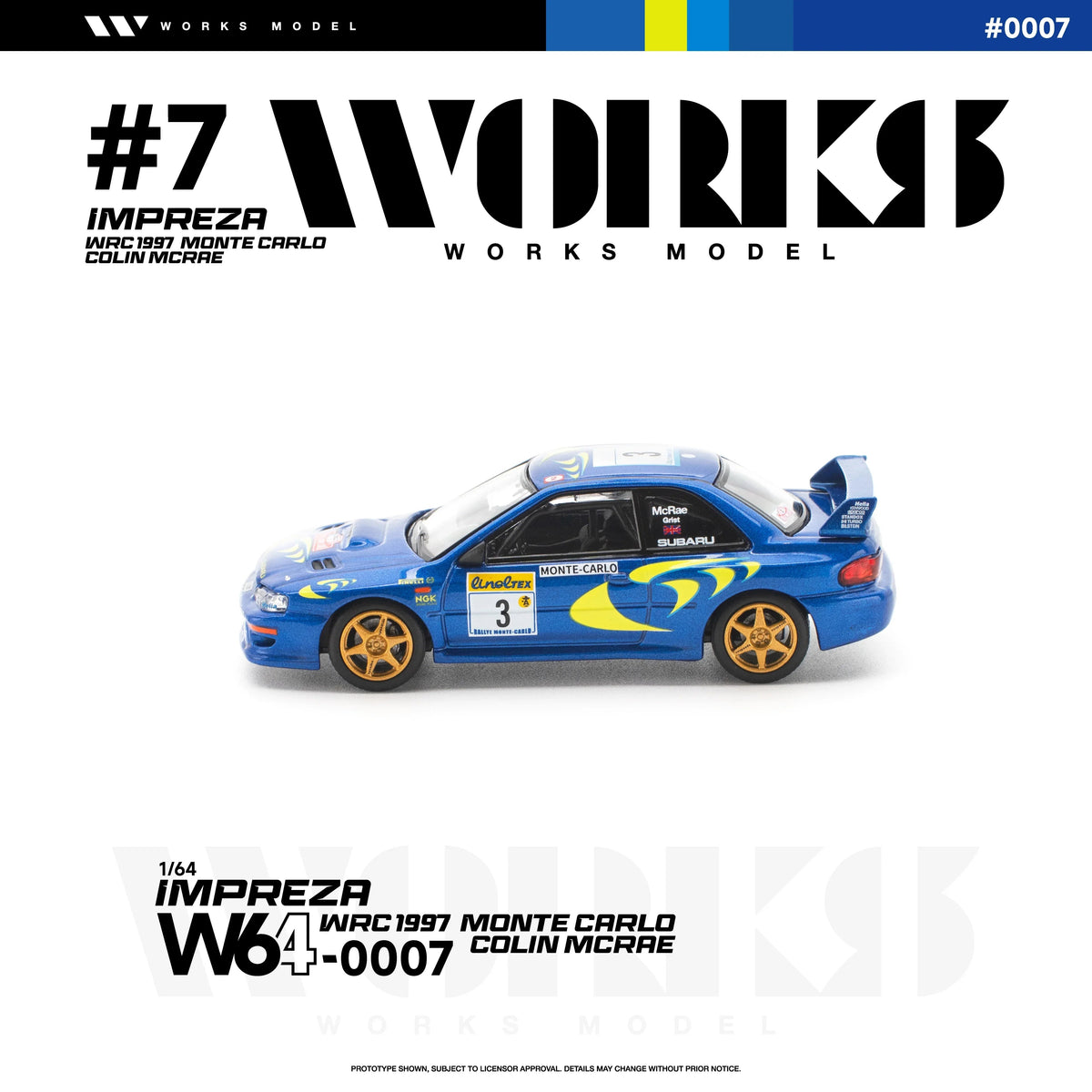 *PRE-ORDER* Subaru Impreza WRC 1997 Monte Carlo Colin Mcrae,  1:64 Scale - Works Model
