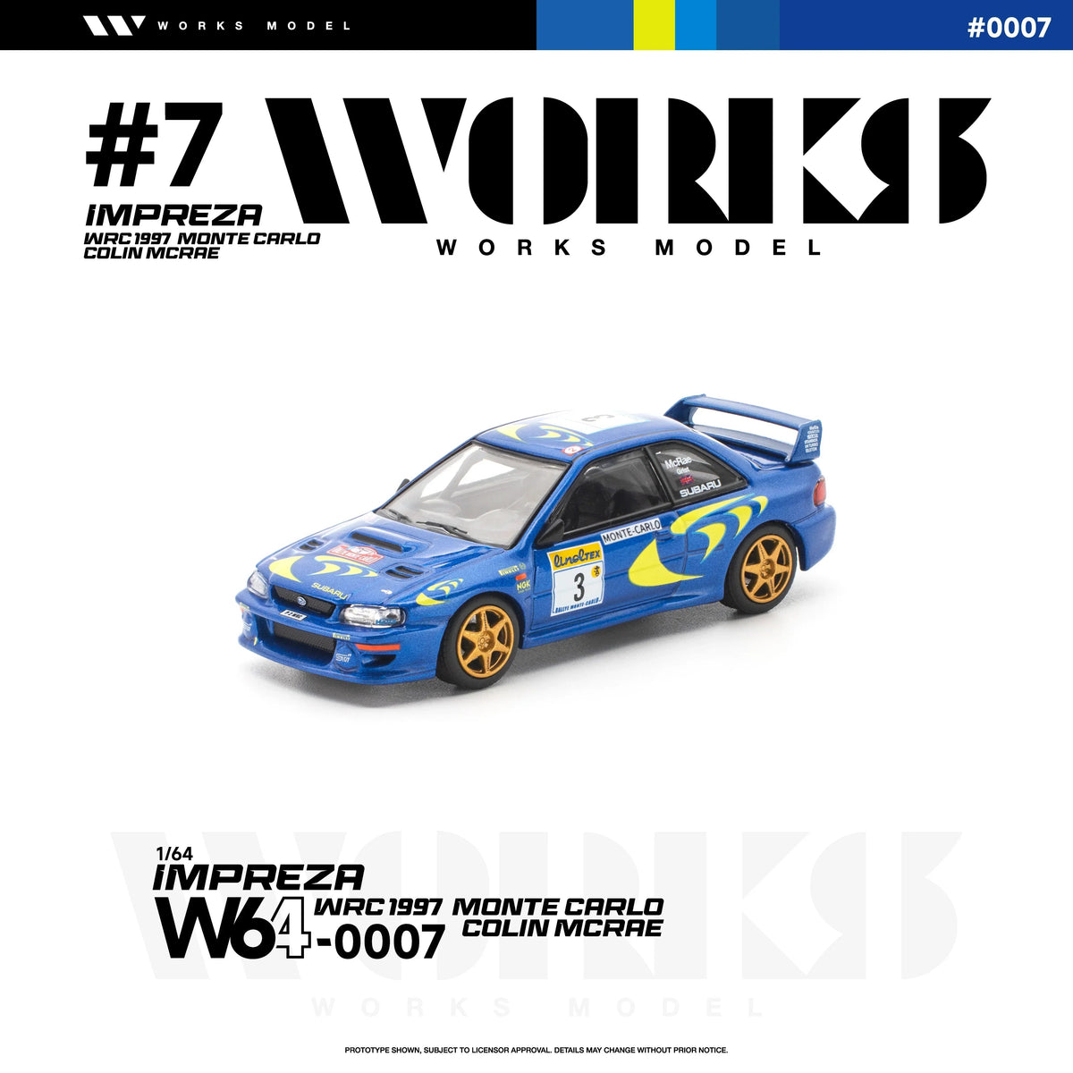 *PRE-ORDER* Subaru Impreza WRC 1997 Monte Carlo Colin Mcrae,  1:64 Scale - Works Model