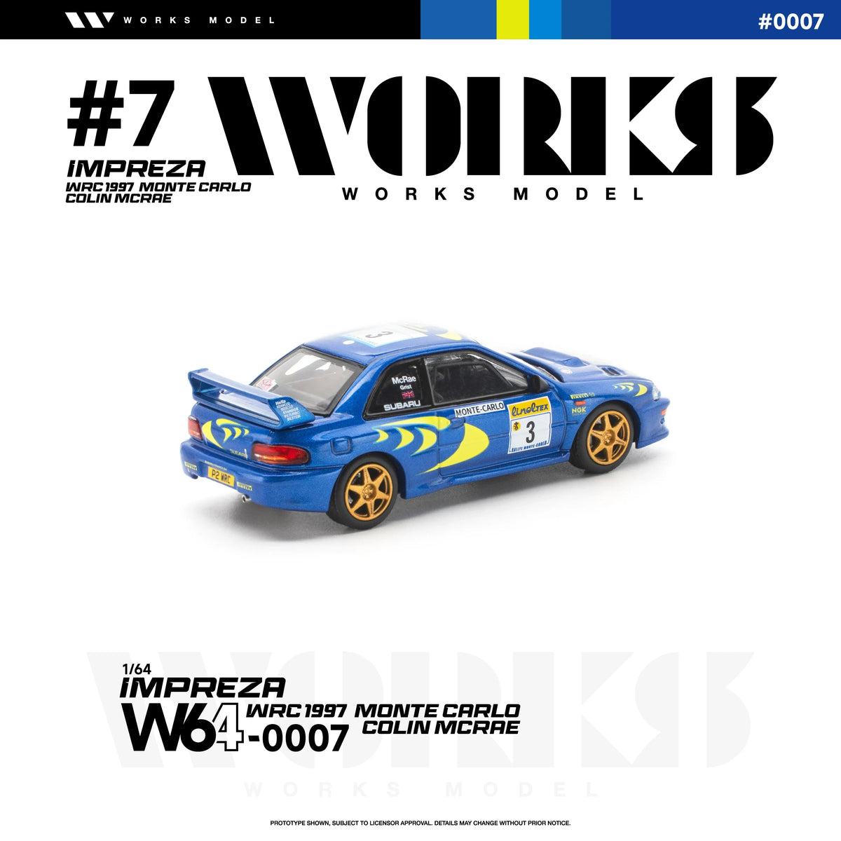 *PRE-ORDER* Subaru Impreza WRC 1997 Monte Carlo Colin Mcrae,  1:64 Scale - Works Model
