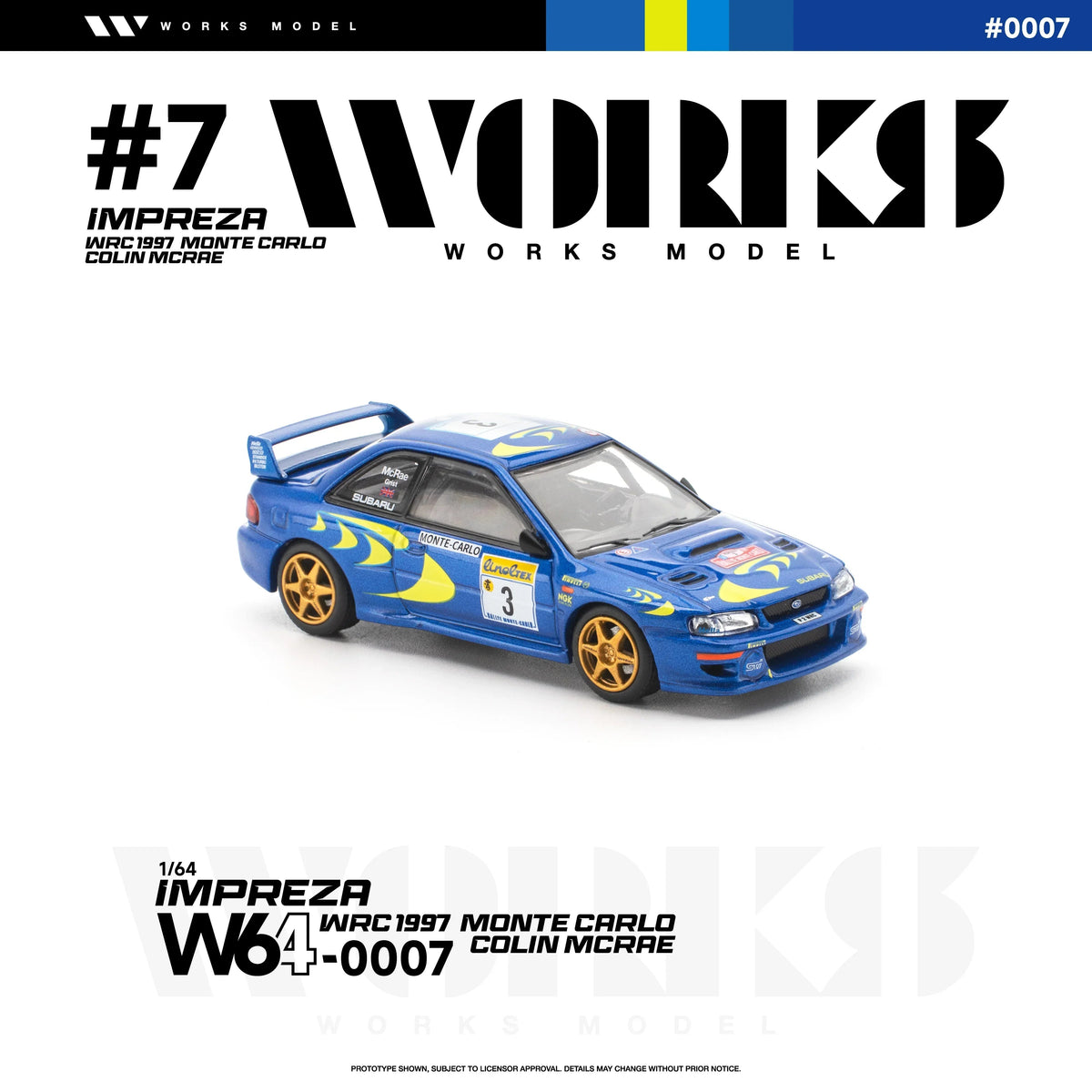 *PRE-ORDER* Subaru Impreza WRC 1997 Monte Carlo Colin Mcrae,  1:64 Scale - Works Model