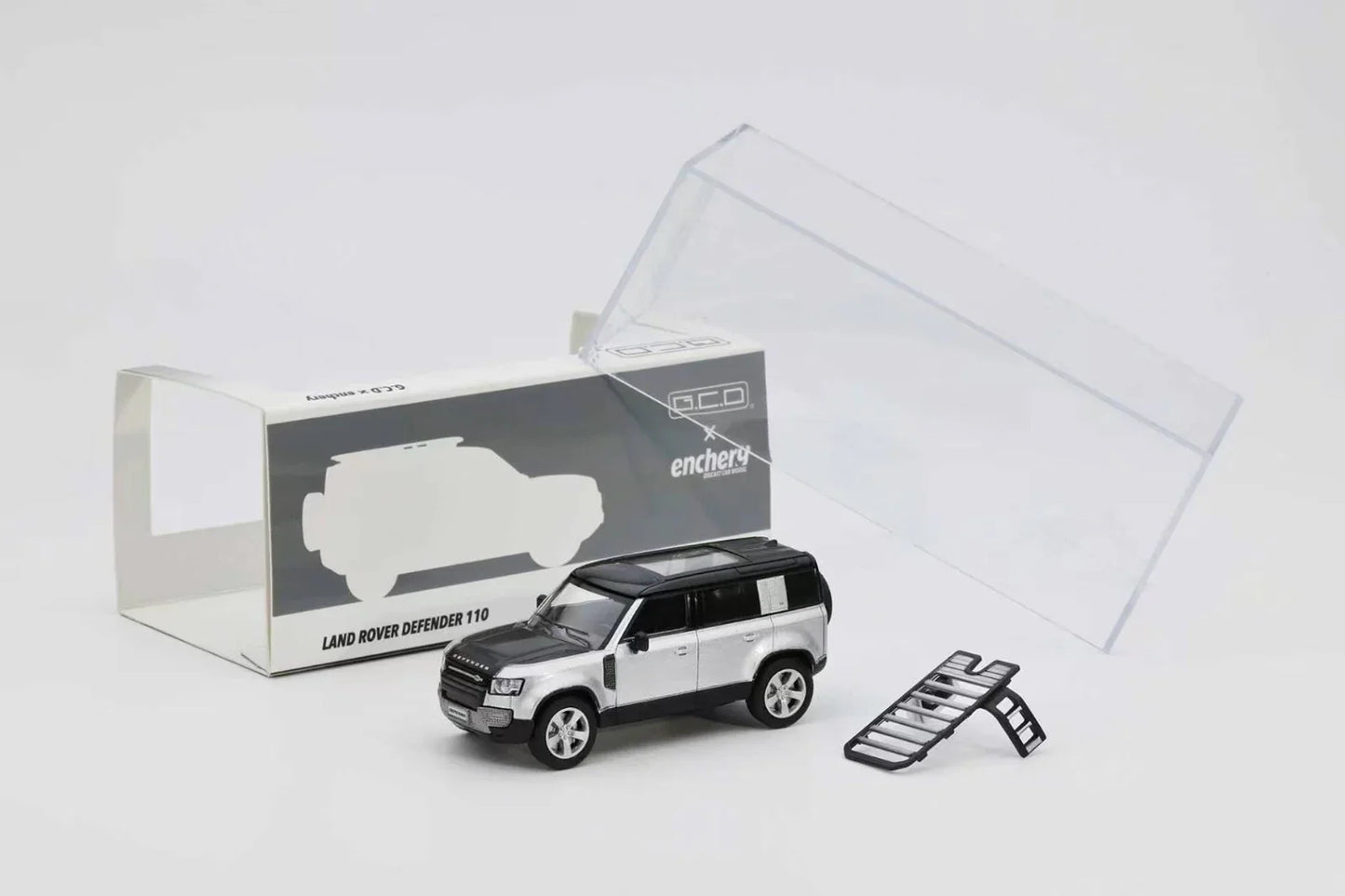 PRE-ORDER | Land Rover Defender 110 2021 1:64 Scale (Silver) by GCD x Enchery