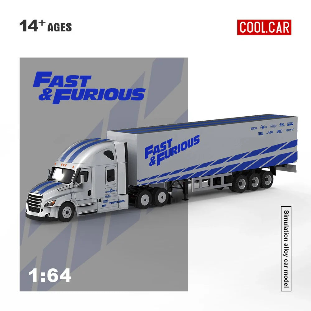 PRE-ORDER | Cool Car Feron "Fast and Furious" Special Transportation Vehicle 1:64 Scale (Silver & Blue) by Time Micro