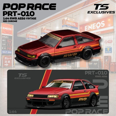 *PRE-ORDER* RWB AE86 - Chrome Vintage Red (Chance of Chase Car), 1:64 Scale - Pop Race