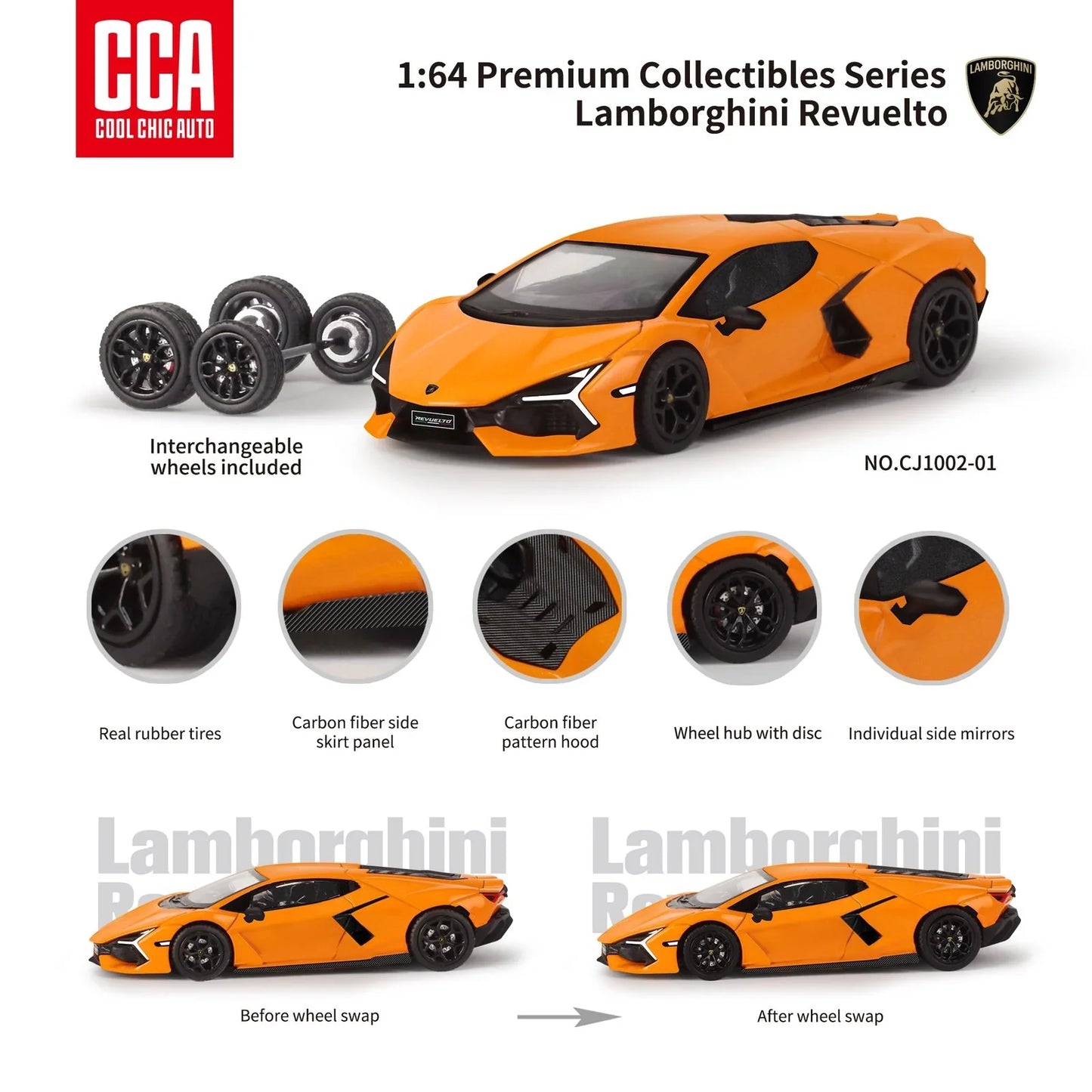 CCA Lamborghini Revuelto Orange 1:64 Scale Diecast Model